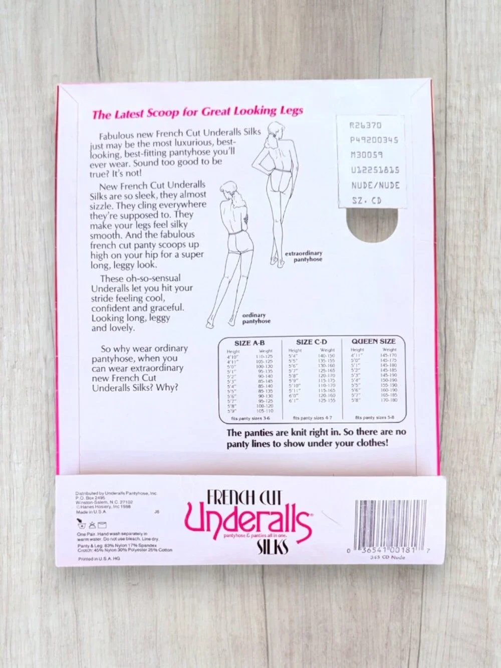 Vintage French Cut Underalls Silks Nude Pantyhose Size C-D Style 345 NOS USA